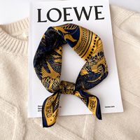 Fashionable Retro Silk Print Small Square Scarf main image 1