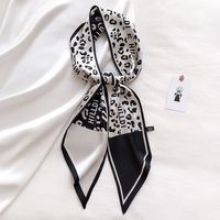 Spring And Autumn Korean Style Versatile Double-sided Thin Narrow Long Scarf Women's Leopard Print Scarf Ribbon Summer Decorative Scarf Dual-use Thin main image 2