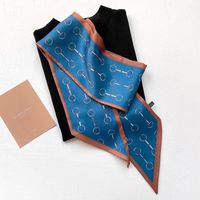 Korean Simple Striped Small Silk Scarf main image 6