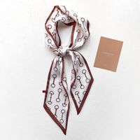 Korean Simple Striped Small Silk Scarf main image 5