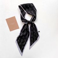 Korean Simple Striped Small Silk Scarf main image 4