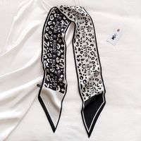 Spring And Autumn Korean Style Versatile Double-sided Thin Narrow Long Scarf Women's Leopard Print Scarf Ribbon Summer Decorative Scarf Dual-use Thin sku image 2