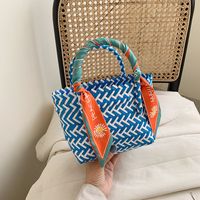 Handmade Woven Handbags 2021 Summer Vegetable Basket Straw Woven Bag Children's Beach Bag sku image 2