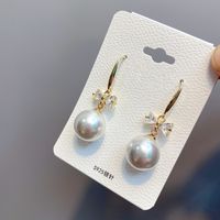 Zircon Bowknot Pearl 925 Silver Needle Earrings main image 1