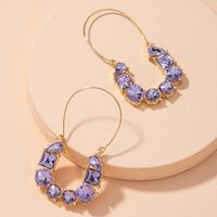 Retro Purple Diamond Earrings main image 4