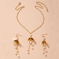 Fashion Flower Gold Earrings Necklace Set main image 1