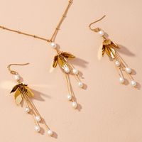 Fashion Flower Gold Earrings Necklace Set main image 5