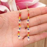 Simple Bohemian Style Daisy Flower Beaded Long Earrings main image 1