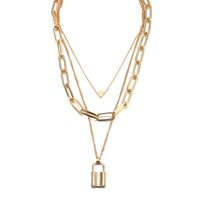 Thick Chain Lock Multilayer Necklace sku image 1