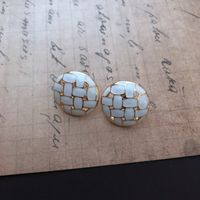 Black And White Woven Round Small Earrings sku image 3