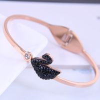 Korean Fashion Rose Gold Titanium Steel Black Swan Bracelet main image 1