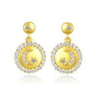 S925 Silver Zircon Star And Moon Earrings main image 1