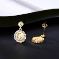 S925 Silver Zircon Star And Moon Earrings main image 5
