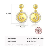 S925 Silver Zircon Star And Moon Earrings main image 6