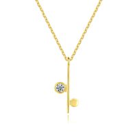 S925 Silver Zircon Gold Plated Simple Asymmetric Necklace main image 1