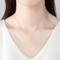 Collar Asimétrico Simple Chapado En Oro Con Circonitas Plateadas S925 main image 3