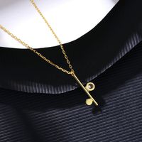 Collar Asimétrico Simple Chapado En Oro Con Circonitas Plateadas S925 main image 4