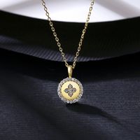 Collar De Diamantes Con Cruz Redonda Geométrica De Plata S925 main image 5