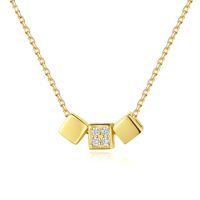 S925 Silver Gold Plated Simple Box Pendant Necklace main image 1