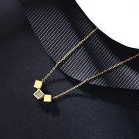S925 Silver Gold Plated Simple Box Pendant Necklace main image 4