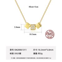 S925 Silver Gold Plated Simple Box Pendant Necklace main image 6