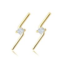 S925 Silver Fashion Simple Diamond Lightning Stud Earrings main image 2