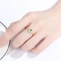 S925 Silver Fashion Artificial Emerald Ring main image 3