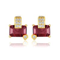 S925 Silver Retro Artificial Ruby Earrings main image 1