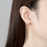 S925 Silver Retro Artificial Ruby Earrings main image 3