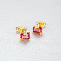 S925 Silver Retro Artificial Ruby Earrings main image 4