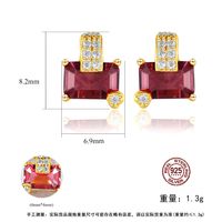 S925 Silver Retro Artificial Ruby Earrings main image 6