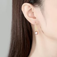 925 Silver Vintage Zircon Pearl Long Earrings main image 3