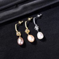 925 Silver Vintage Zircon Pearl Long Earrings main image 4