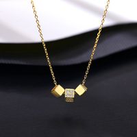 S925 Silver Gold Plated Simple Box Pendant Necklace sku image 1