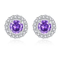 High Quality Round Zircon Inlaid Earrings main image 1