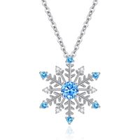 Simple Fashion Blue Zircon Snowflake Earrings Necklace Set main image 6