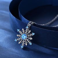 Simple Fashion Blue Zircon Snowflake Earrings Necklace Set main image 5