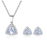 Simple Zircon Micro-inlaid Triangle Necklace Earrings Set main image 2