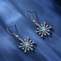 Simple Fashion Blue Zircon Snowflake Earrings main image 4