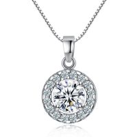 Fashion Copper Zircon Retro Disc Pendant Necklace main image 1