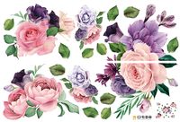 Pink Purple Peony Flower Wall Stickers sku image 1