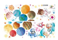 Cartoon Space Planet Bear Wall Sticker sku image 1