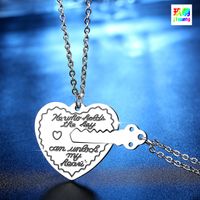 New Stainless Steel Heart Lock Necklace sku image 1