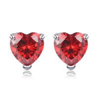 Heart Shaped Zircon Stud Earrings sku image 2