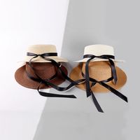 Knotted Ribbon Outdoor Sunscreen Straw Hat main image 3