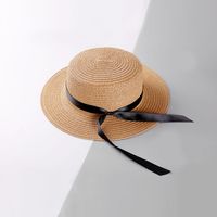 Knotted Ribbon Outdoor Sunscreen Straw Hat main image 5