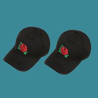 Casquette De Baseball Rose Brodée De Mode Noire main image 2