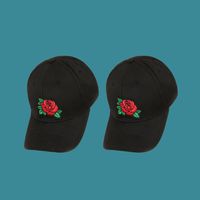 Black Fashion Embroidery Rose Baseball Cap main image 3