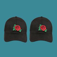 Black Fashion Embroidery Rose Baseball Cap main image 4
