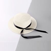 Knotted Ribbon Outdoor Sunscreen Straw Hat sku image 1
